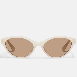 Quay Australia Cream Cat-Eye Sunglasses with Brown Lenses